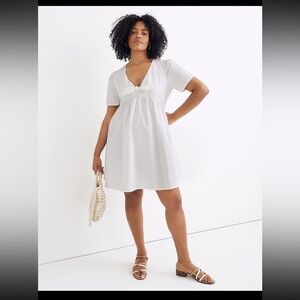 NWT Madewell Tie-Front White Mini Dress, Summer Dress, White Dress, Cotton Dress